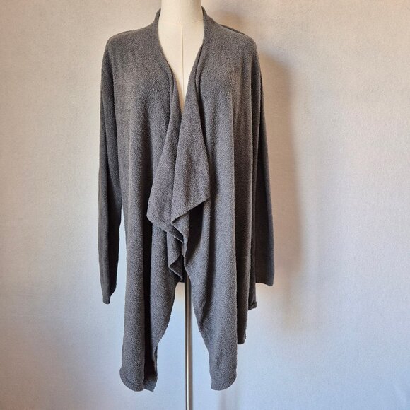 Barefoot Dreams Bamboo Chic Lite Knit Drap Wrap Open Cardigan Dark Grey Sz.L/XL - Picture 3 of 13